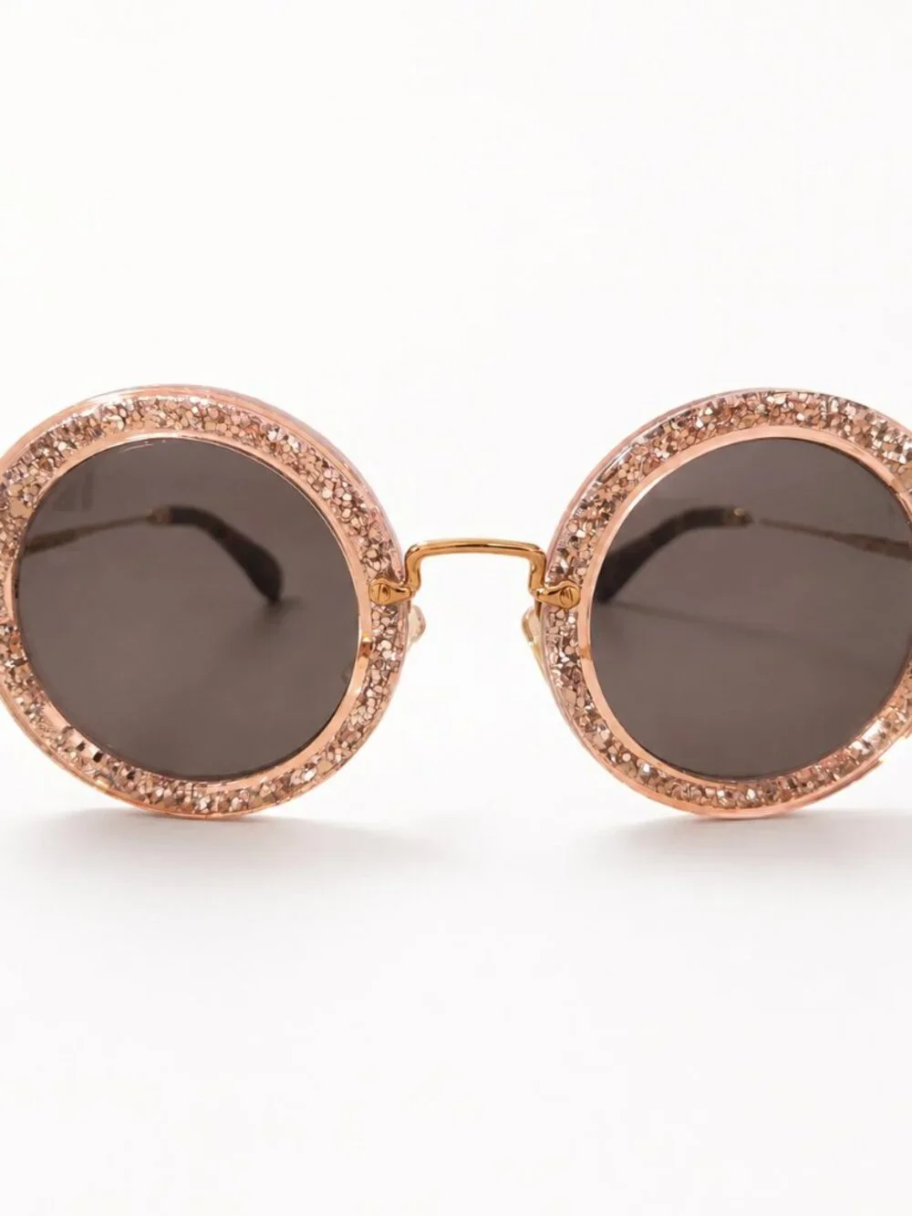 Miu Miu SMU 13N Round Glitter Sunglasses TKB-6X1 with Case & Pouch